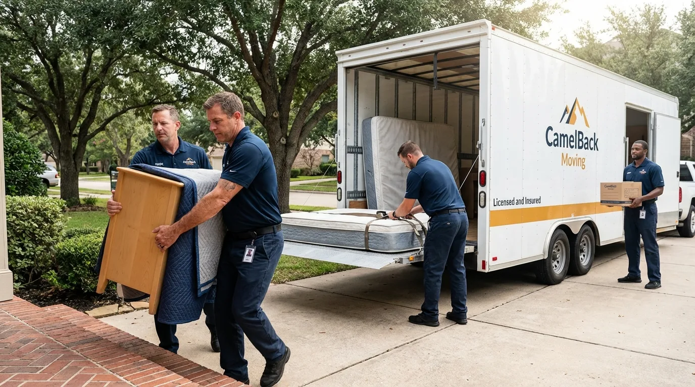Crew loading residential truck for cross-state move from Kent City, MI