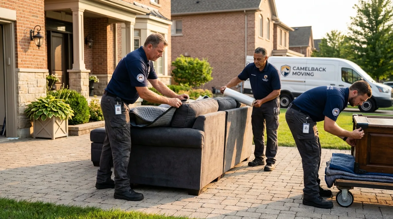 Large estate moving crew wrapping furniture in Kent City, MI